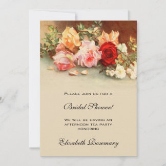 Invitación Rosas antiguos flores vintage floral ducha de novi