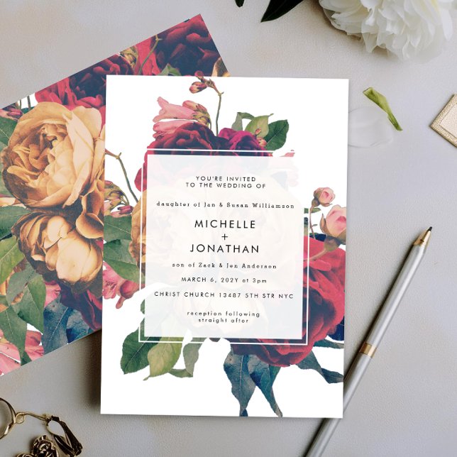Invitación Rosas antiguos invitan a bodas de vintage (Subido por el creador)