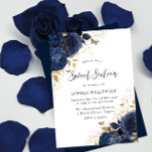 Invitación Rosas azul índigo de la marina mágica y dulce de o<br><div class="desc">Rosas azul índigo de la marina mágica y dulce de oro 16 Invitación Más elegantes diseños florales en nuestra tienda! Vea la colección coincidente en nuestra tienda</div>