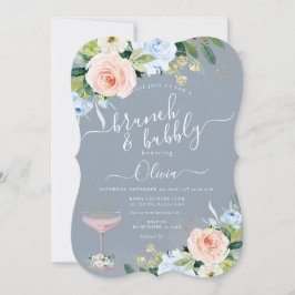 Invitación Rosas azul rosado de ArtsApp H2 Rubor Brunch Bubbl