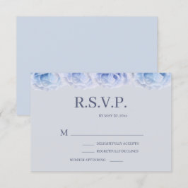 Invitación Rosas azul turbulentos Elegante Boda Floral Gris R