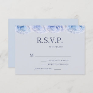 Invitación Rosas azul turbulentos Elegante Boda Floral Gris R