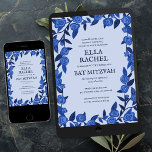 Invitación Rosas Azules Bat Bar Mitzvah Personalizado Chica m<br><div class="desc">¡Tarjeta perfecta para anunciar una mitzvah de murciélago, el bar mitzvah u otra celebración judía! ¡La mano hizo arte para ti! ¡TODO PERSONALIZABLE! Haga clic en "Personalizar" para editar el texto. Haga clic en "editar usando la herramienta de diseño" para ajustar las fuentes, colores y colocaciones y para borrar el...</div>