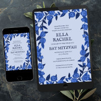 Rosas Azules Bat Bar Mitzvah Personalizado Chica m