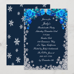 Invitación Rosas azules brillantes, fiesta de la bachillerato