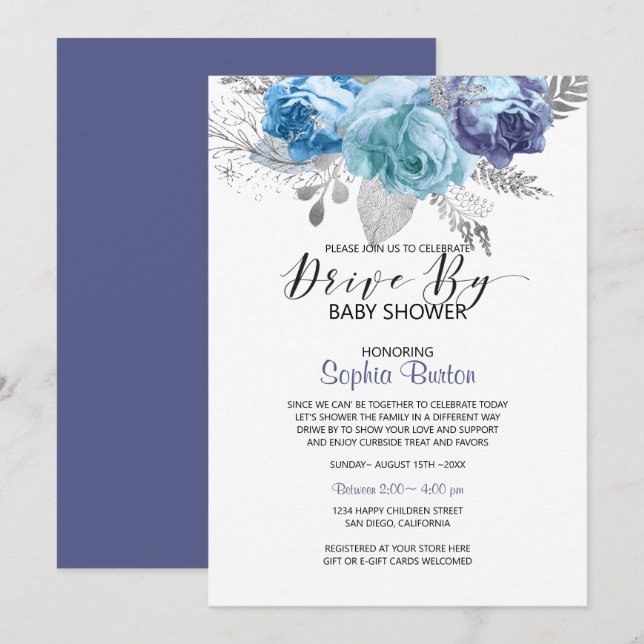Invitación Rosas azules circulan por (Anverso / Reverso)