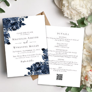 Invitación Rosas azules clásicos todos en un solo Boda