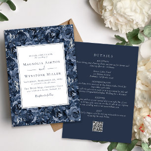 Invitación Rosas azules clásicos todos en un solo Boda