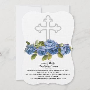 Invitación Rosas Azules Cruz Cristiana Boda