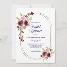 Invitación Rosas azules de la Marina Borgoña ducha de novia f