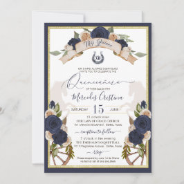 Invitación Rosas Azules de la Marina Floral y Caballos Charro