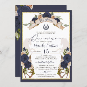 Invitación Rosas Azules de la Marina Floral y Caballos Charro