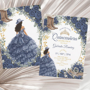 Invitación Rosas Azules de la Marina Occidental Quinceañera D