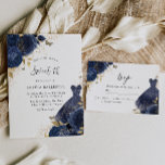 Invitación Rosas azules de la marina y ropa de oro dulce 16 F<br><div class="desc">Rosas azul marino y vestido oro dulce 16 fiesta Invitación más elegantes diseños florales en nuestra tienda! Vea la colección coincidente en nuestra tienda</div>