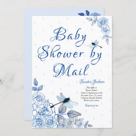 Invitación Rosas azules Dragonfly Boy Baby Shower