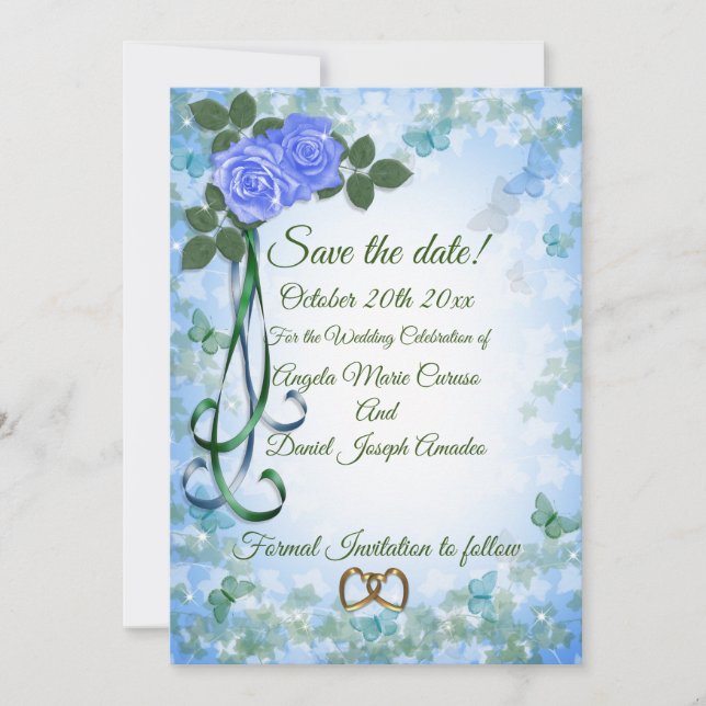 Invitación Rosas azules elegantes (Anverso)