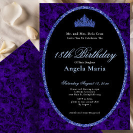 Invitación Rosas Azules Elegantes Debut Cumpleaños 18