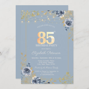 Invitación Rosas Azules Encender cadenas Dusty Blue 85th Birt