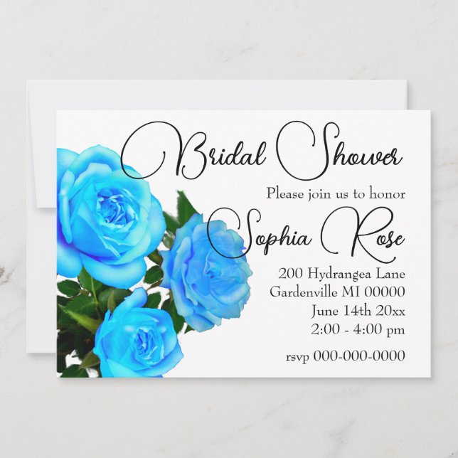 Invitación rosas azules florales y azules elegantes flores az (Anverso)