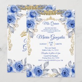 Invitación Rosas Azules La Princesa Quinceanera