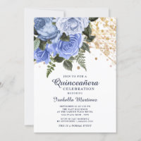 Rosas Azules Luces de Cadena con Purpurina Dorada 