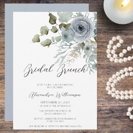 Invitación Rosas Azules Polvorientas Desayuno Brunch de Boda 