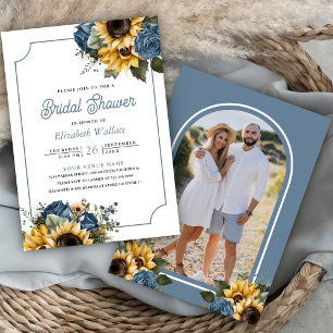 Invitación Rosas Azules Polvorientas Girasoles Foto Despedida