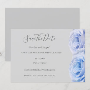 Invitación Rosas Azules Polvorientas Grises Florales Guardar