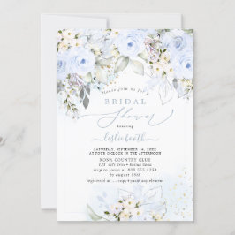 Invitación Rosas azules polvorientos de PixDezines H2 Ducha d