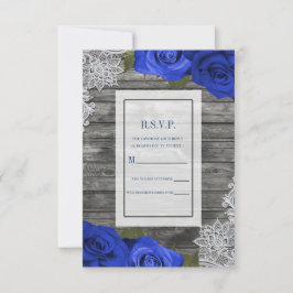 Invitación Rosas Azules Purpura Madera Rústica Encaje Blanco
