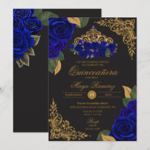 Rosas azules Purpurina de oro negro Tiara Quinceañ