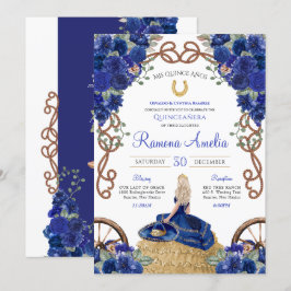 Invitación Rosas azules reales Charra Quinceañera Occidental