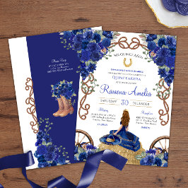Invitación Rosas azules reales Charro Quinceanera Occidental