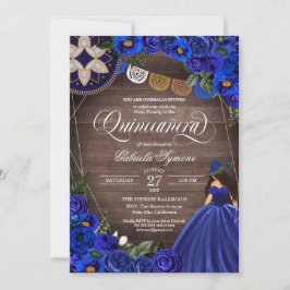 Invitación Rosas azules reales Charro Rustic Quinceanera Occi