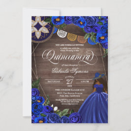 Invitación Rosas azules reales Charro Rustic Quinceanera Occi