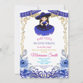 Invitación Rosas Azules Reales Fiesta Mexicana Baby Shower