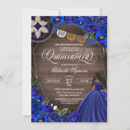 Invitación Rosas Azules Reales Vestido Charro Quinceanera Occ