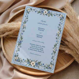 Invitación Rosas Azules Siguen Senderos Escalonados