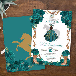 Invitación Rosas azules verdes verde azulados Charro Vestidos