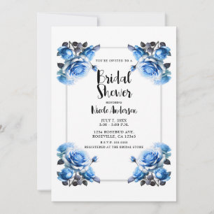 Invitación Rosas azules vibrantes delicadas regader ducha nup
