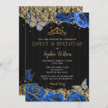 Rosas Azules Vintage Black Gold Lace Sweet 16