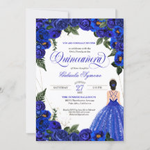 Rosas azules y bolas de oro en Quinceanera Inv