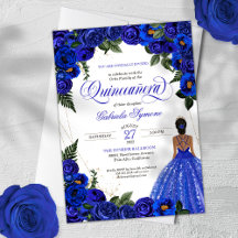 Rosas azules y bolas de oro para la quinceanera