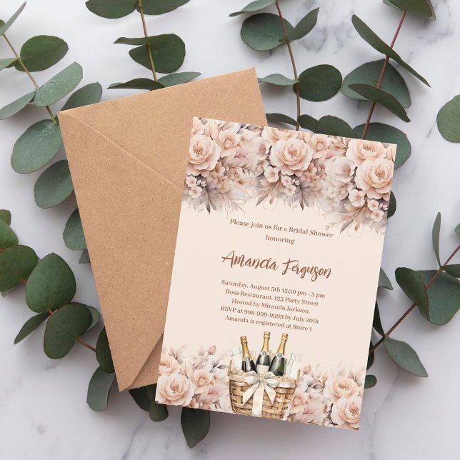 Invitación Rosas beige crema brunch burbujeante Bridal Shower (Subido por el creador)