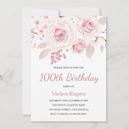 Invitación Rosas bellamente elegantes Mujeres 100 años