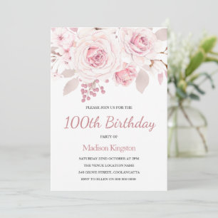 Invitación Rosas bellamente elegantes Mujeres 100 años