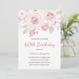 Invitación Rosas bellamente elegantes Mujeres 60 años
