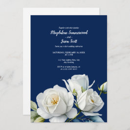 Invitación Rosas blancas azules de la marina | Boda floral ac