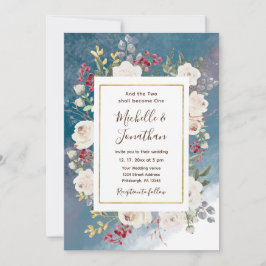 Invitación Rosas blancas: Berries rojas sobre Boda cristiano