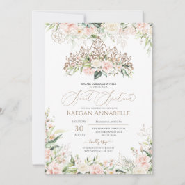 Invitación Rosas Blancas Blancas Blandas Elegante Dulce 16 Cu
